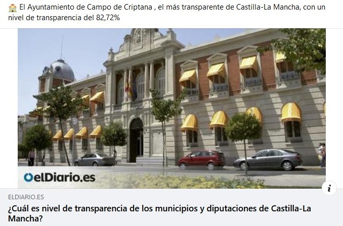 Noticia sobre la transparencia de Campo de Criptana en El Diario